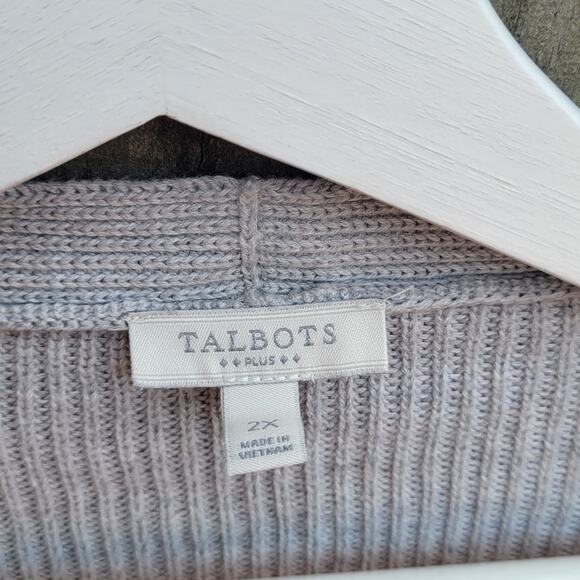 Talbots Outlet Plus Size Pointelle Cable Detail Open Front Cardigan Cotton 2X - Picture 4 of 5